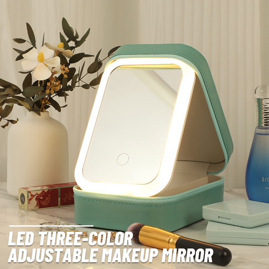 Espejo de maquillaje ajustable LED de tres colores