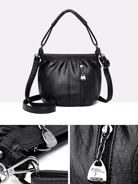 New Retro Large Capacity Soft Leather Handbag Shoulder Bag